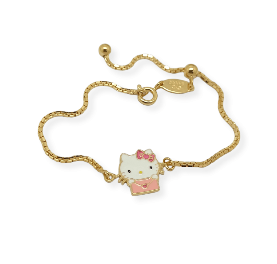 Gelang Serut Anak Enamel "Hello Kitty Letter Pink"