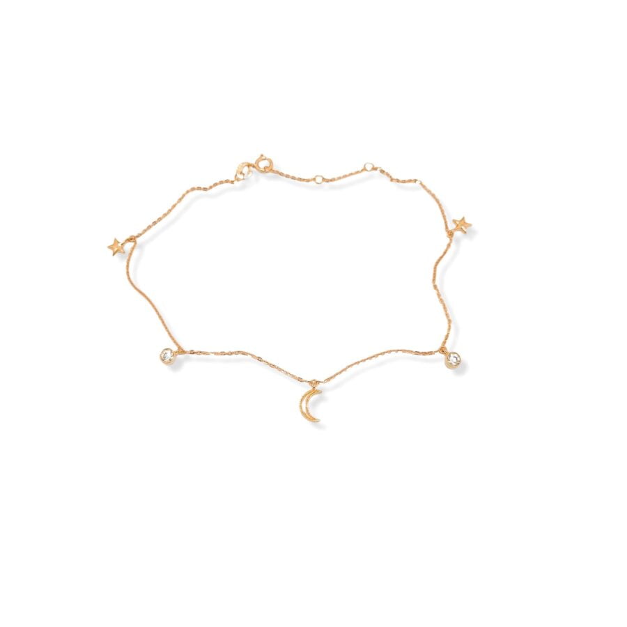 Gelang Kaki Rosegold "Bulan Bintang" AK210002